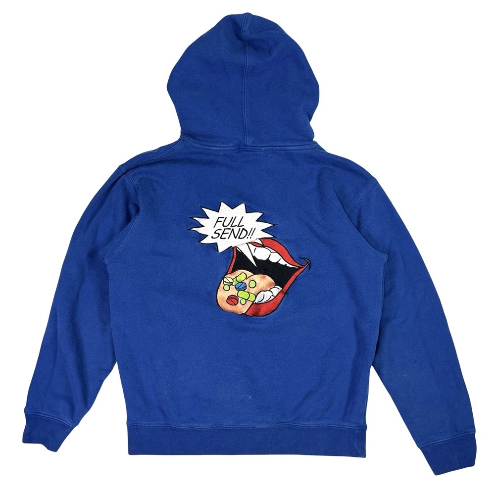 Nelk Boys Hoodie Mens S Blue Embroidered Full Send Candy Sweatshirt Vintage